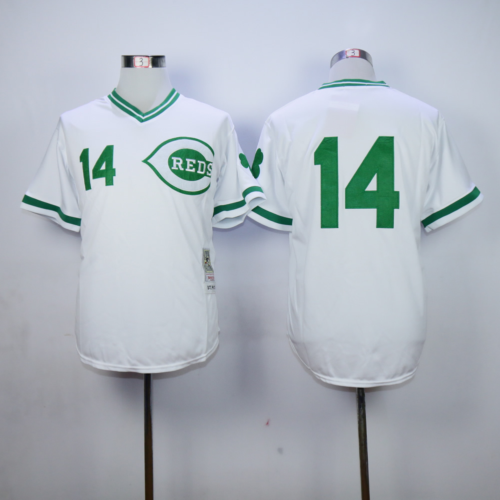 Men MLB Cincinnati Reds #14 white no name jerseys